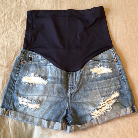Pinkblush Pants - Pink blush maternity distressed denim shorts